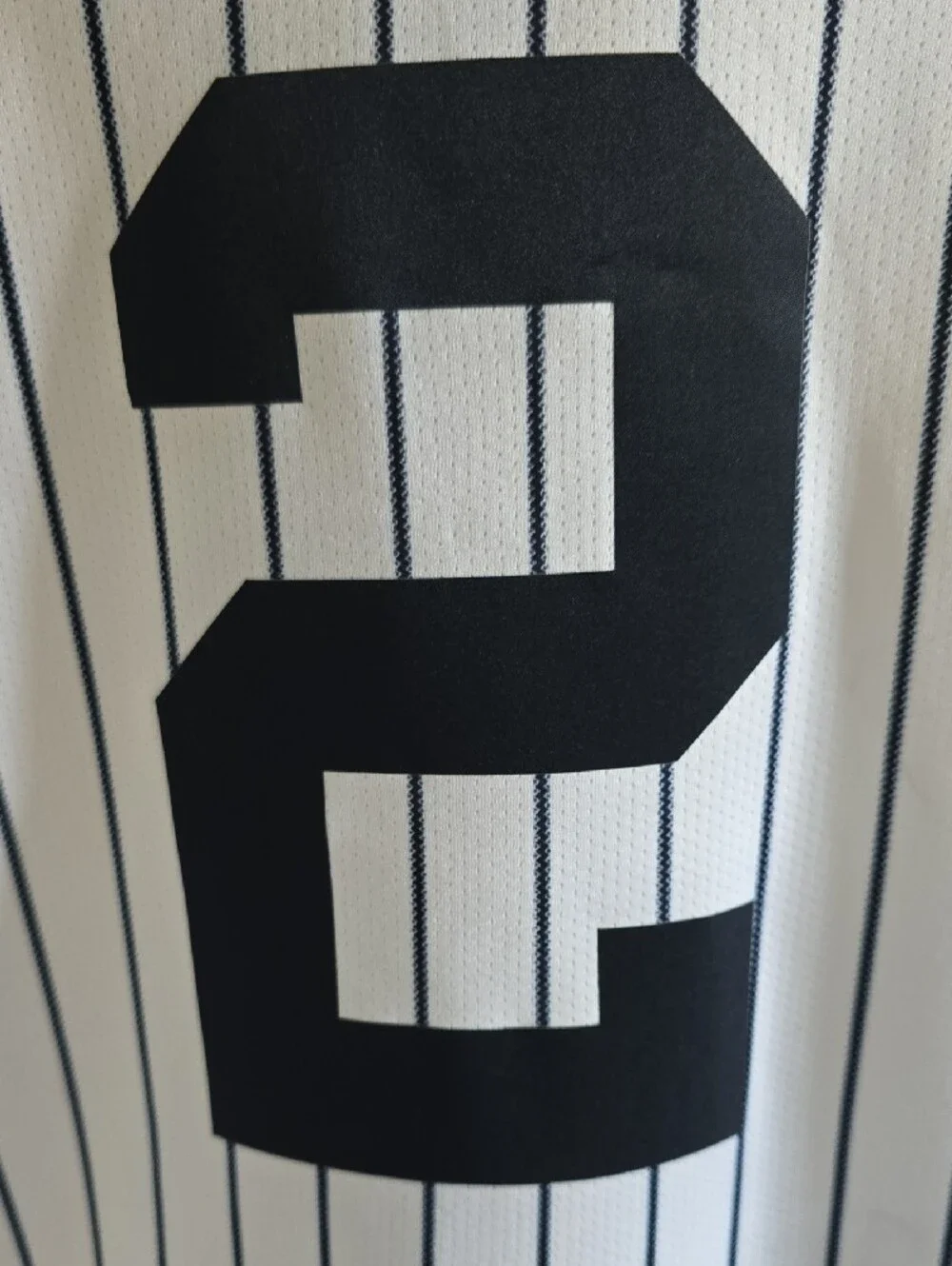 Nike White Pinstripe Derek Jeter #2 Baseball Jersey
